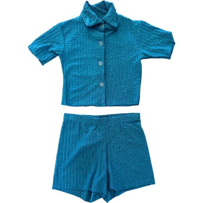 Patterned 2 Piece Shorts Set, Turquoise