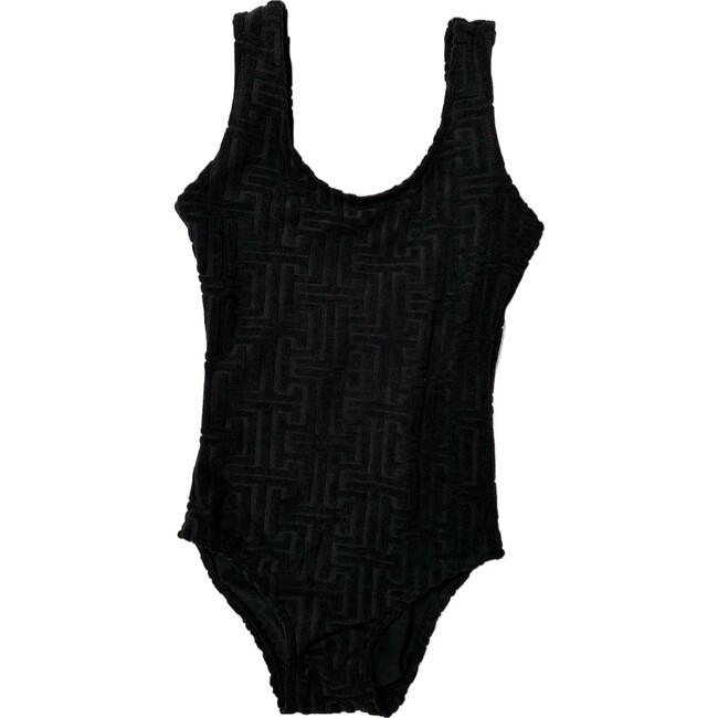 Patterned 3 Piece Swimsuit and Shorts Set, Black