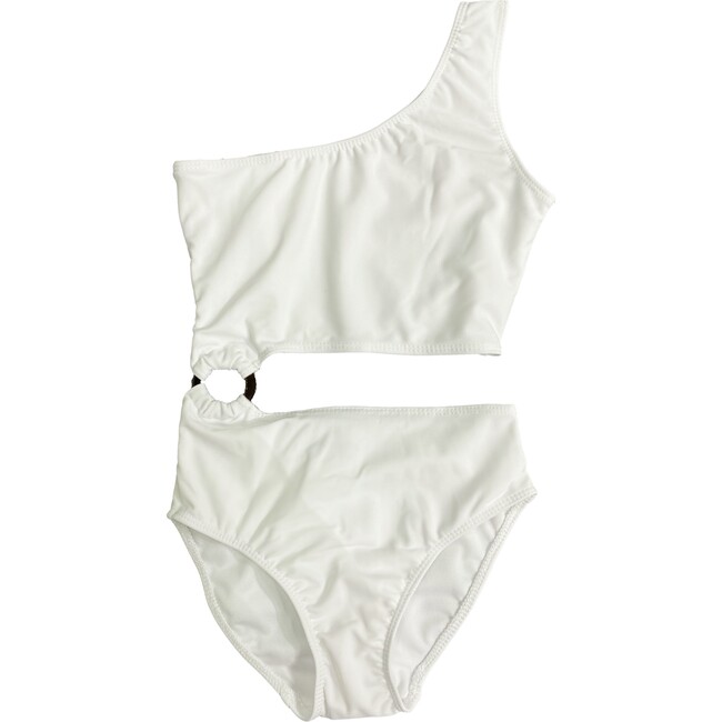 Girl's Ring Monokini One Piece Bathing Suit White