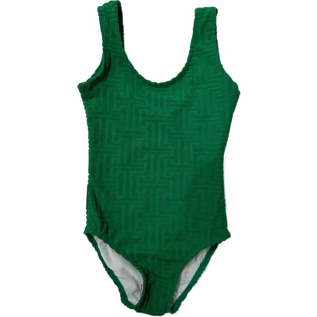 Patterned 3 Piece Swimsuit and Shorts Set, Green