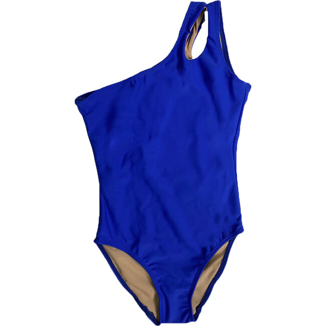 Girls One Shoulder One Piece Bathing Suit Bikini, Royal Blue