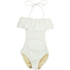 Girls One Piece Ruffle Bathing Suit Bikini, White - One Pieces - 1 - thumbnail