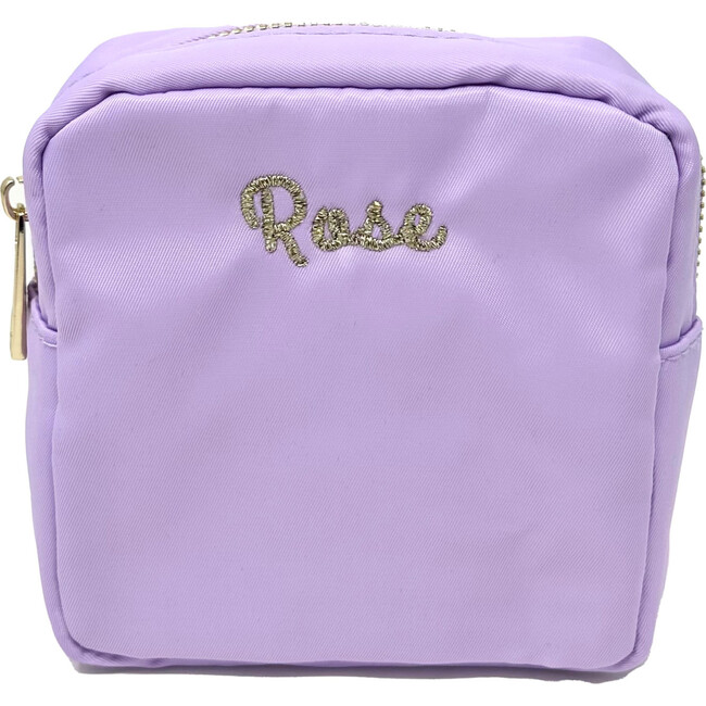 Custom EmbroideredMini  Nylon Pouch, Lilac