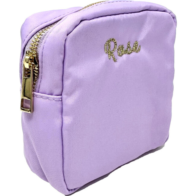 Custom EmbroideredMini  Nylon Pouch, Lilac