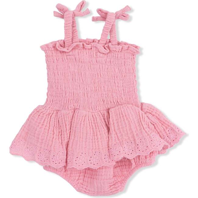 Solid Muslin Poignant Pink, Smocked Bubble with Skirt