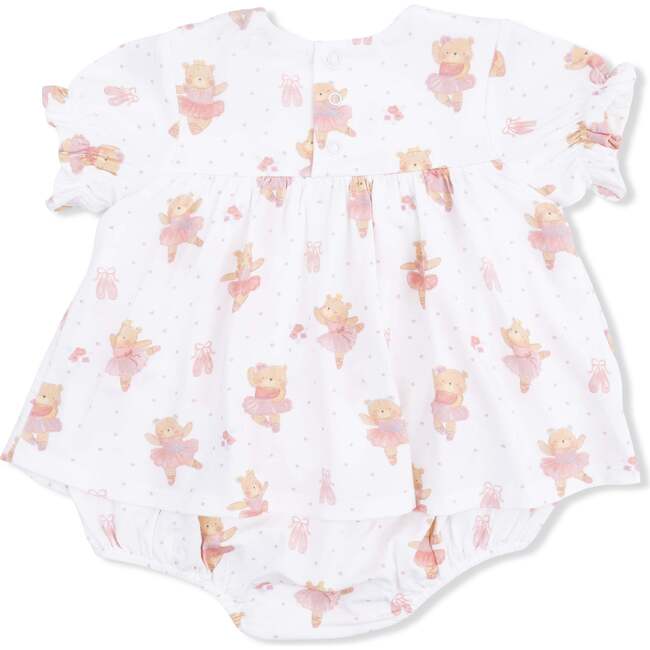 Teddy Bear Ballerina, Smocked Ruffle Bubble with Skirt