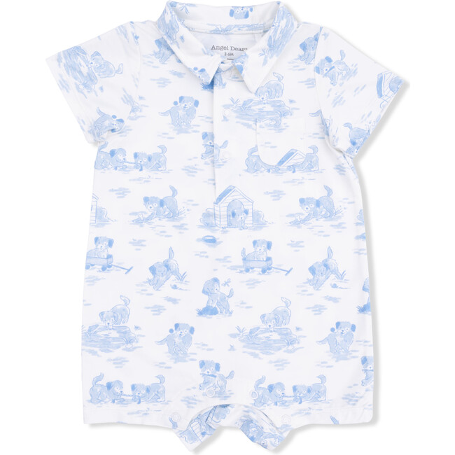 Puppy Toile Blue, Polo Shortie
