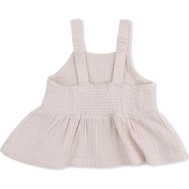 Solid Muslin French Oak, Peplum Tank with Smocked Back