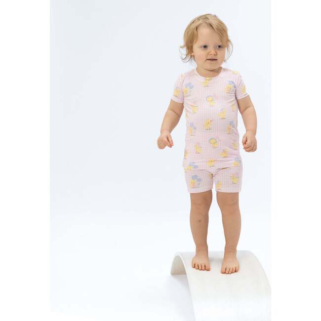 Vintage Spring Ducklings Pink, Loungewear Short Set