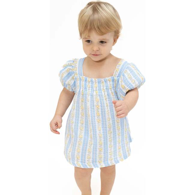 Odalys  Floral Stripe, Puff Sleeve Baby Doll Dress and Bloomer