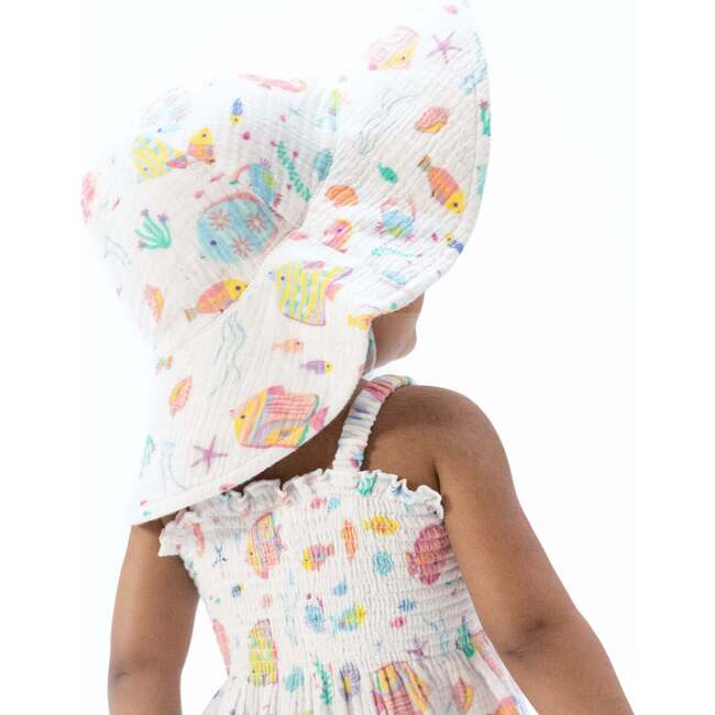 Sunny Coral Reef Fish, Wide Brim Sun Hat