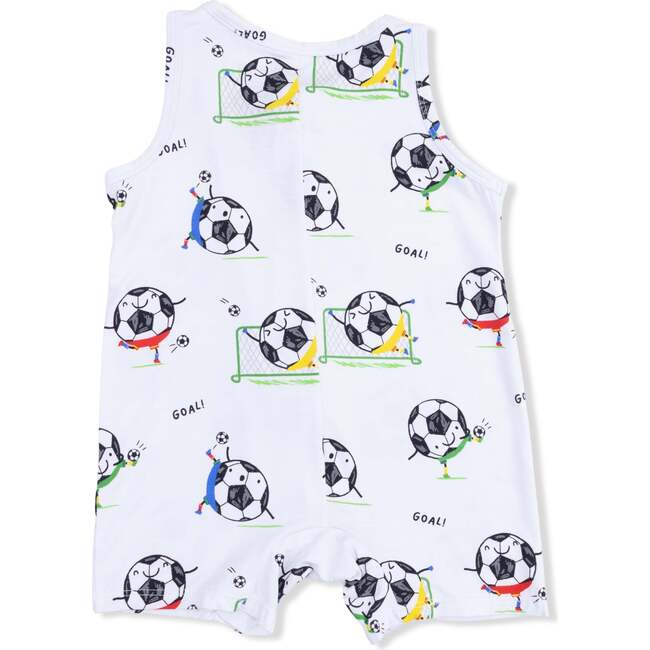 Soccer Balls Playing Soccer  Blue, Sleeveless Shortie Romper