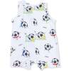 Soccer Balls Playing Soccer  Blue, Sleeveless Shortie Romper - Rompers - 2