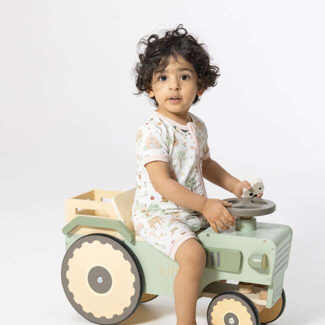 Cute Farm Animals Pink, Shortie 2 Way Zipper Romper