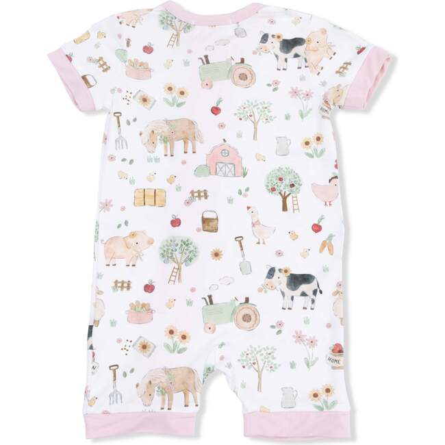 Cute Farm Animals Pink, Shortie 2 Way Zipper Romper
