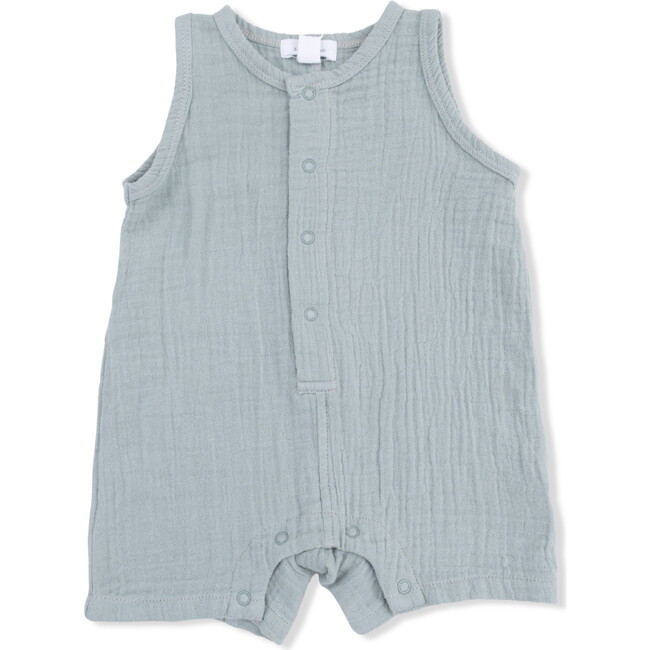 Solid Muslin Jadeite, Sleeveless Shortie Romper