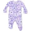 Lacy Lavender Floral, 2 Way Ruffle Back Zipper Footie - Footie Pajamas - 1 - thumbnail