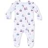 Bubbly Sailboats Pink, 2 Way Ruffle Back Zipper Footie - Footie Pajamas - 2 - thumbnail