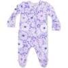 Lacy Lavender Floral, 2 Way Ruffle Back Zipper Footie - Footie Pajamas - 2