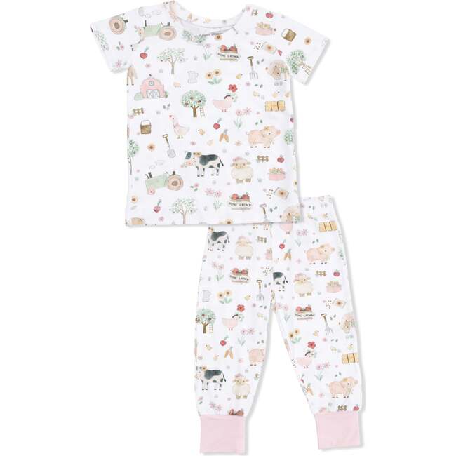 Cute Farm Animals Pink, Short Sleeve Loungewear Set