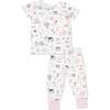 Cute Farm Animals Pink, Short Sleeve Loungewear Set - Mixed Apparel Set - 1 - thumbnail
