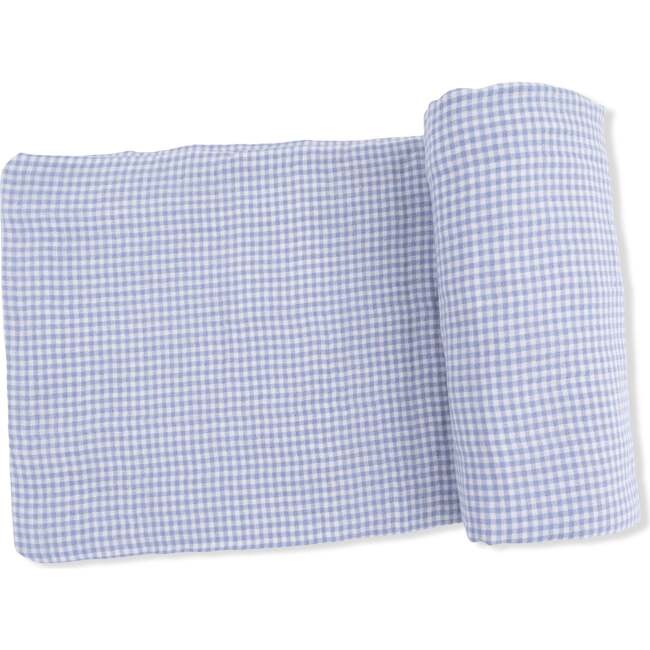 Micro Gingham Blue Blizzard, Swaddle Blanket