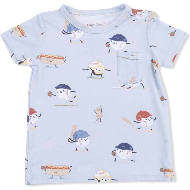 Baseballs Playing Baseball, Crew Neck Tee with Casual Short