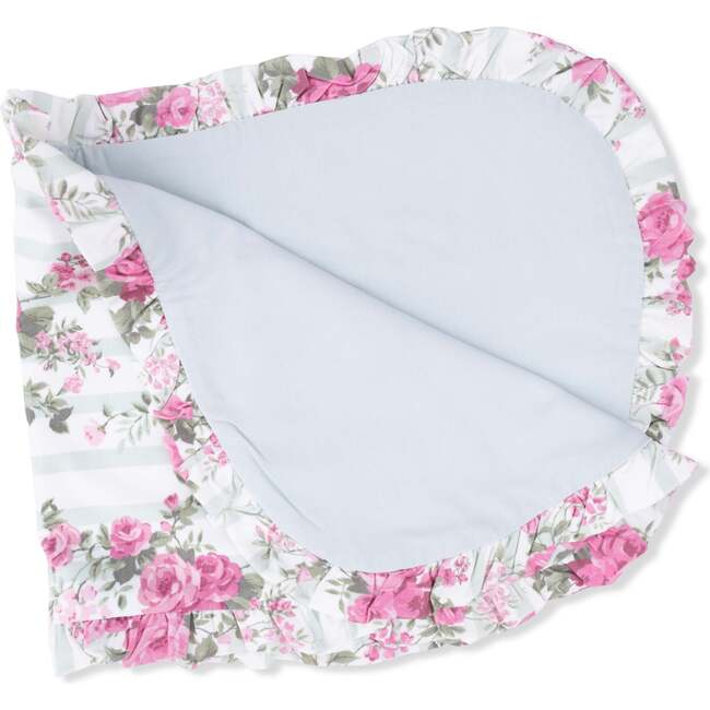 Cabbage Rose Stripe, Ruffle Burp Cloth