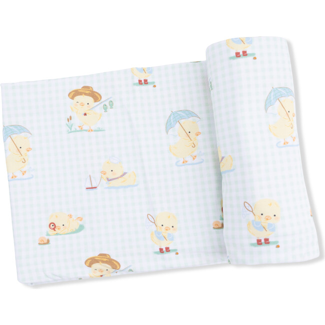 Vintage Spring Ducklings Green, Swaddle Blanket