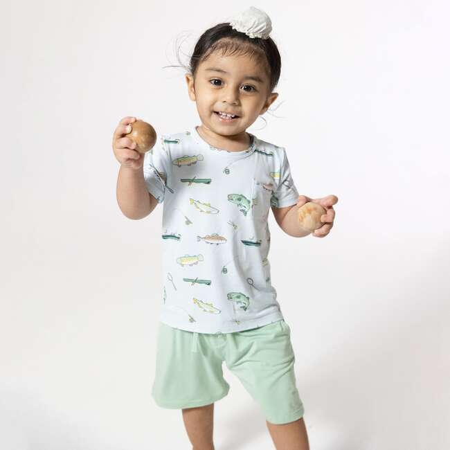 Fishing, Crew Neck Tee with Casual Short