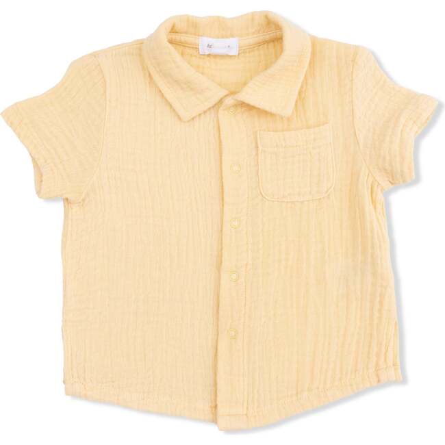 Micro Gingham Blue Blizzard, Polo Button Up with Casual Short