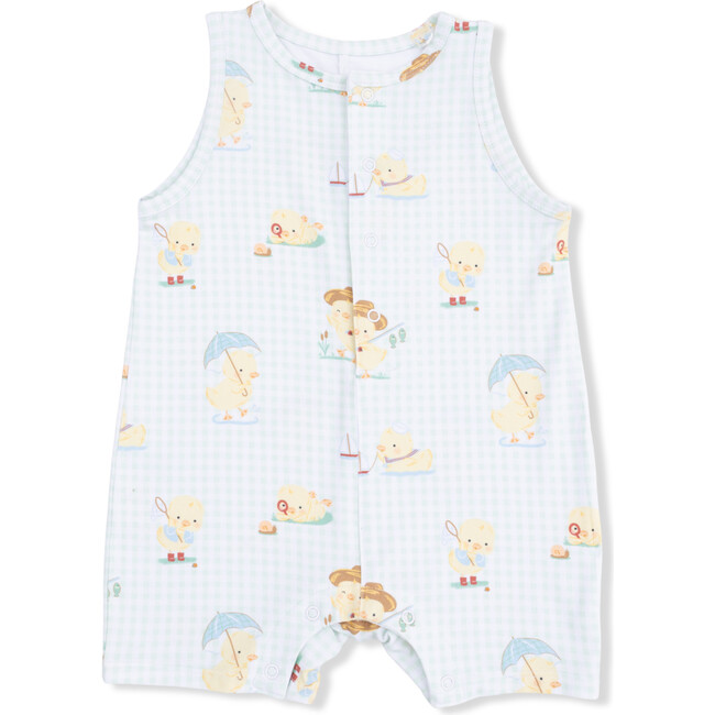 Vintage Spring Ducklings Green, Sleeveless Shortie Romper
