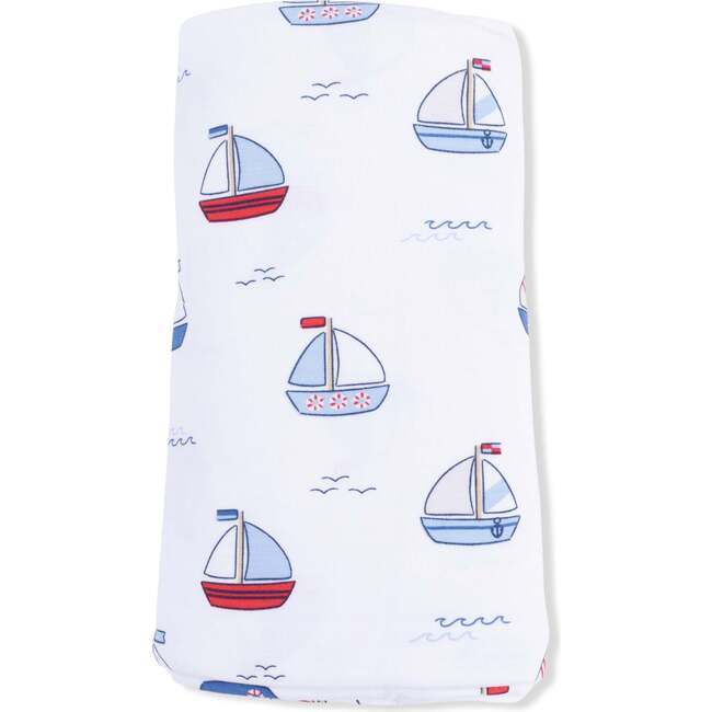 Bubbly Sailboats Blue, Swaddle Blanket