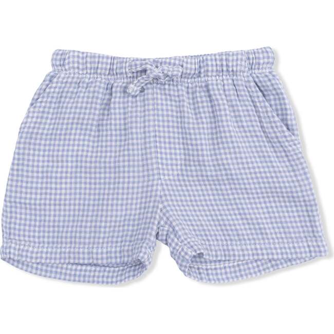 Micro Gingham Blue Blizzard, Polo Button Up with Casual Short - Mixed Apparel Set - 4