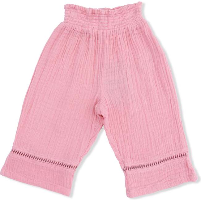 Solid Muslin Poignant Pink, Smocked Waist Pants