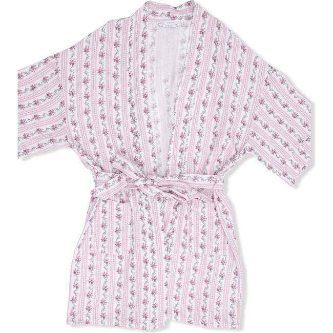 Women's Winding Roses Stripe, Kimono Robe