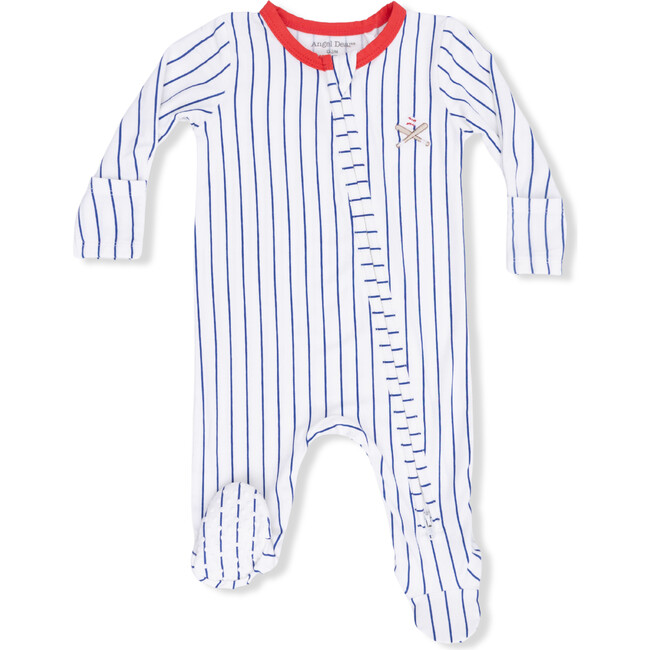 Baseball Stripe, 2 Way Zipper Footie