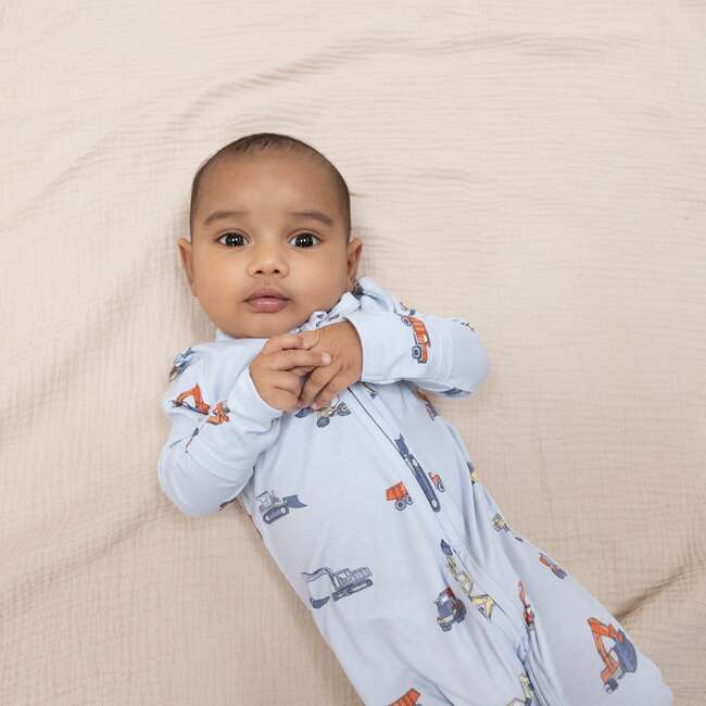 Construction Vehicles, 2 Way Zipper Footie