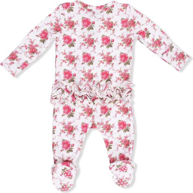 Elegant Roses, 2 Way Ruffle Back Zipper Footie