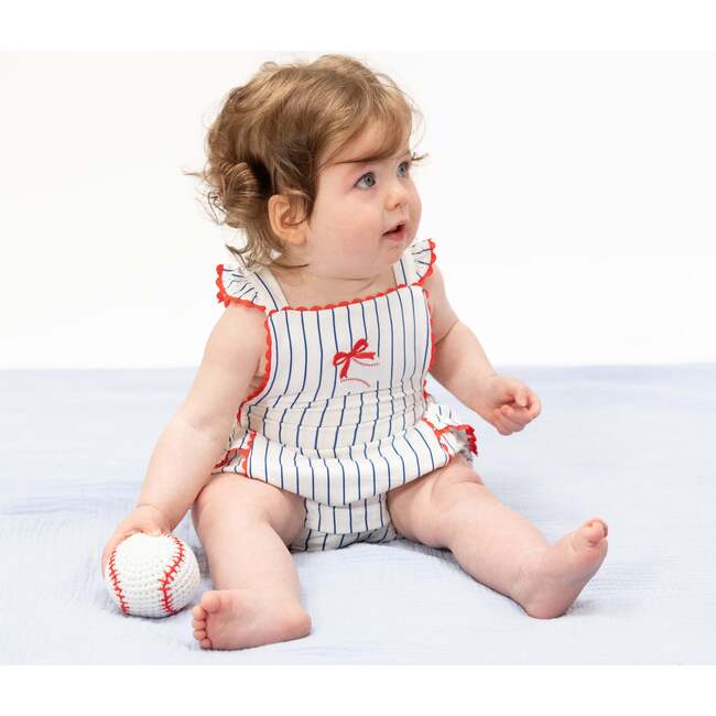 Baseball Stripe, Ric Rac Ruffle Sunsuit
