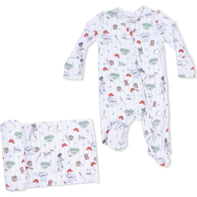 Home Run Baseball, 2 Way Zipper Footie & Swaddle