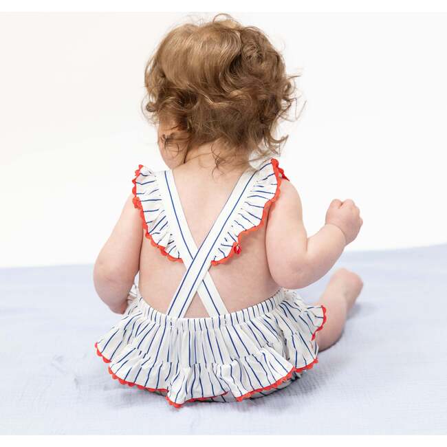 Baseball Stripe, Ric Rac Ruffle Sunsuit