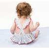 Baseball Stripe, Ric Rac Ruffle Sunsuit - Rompers - 2