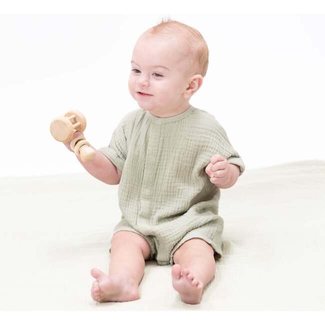 Solid Muslin Desert Green, Dolman Henley Shortall