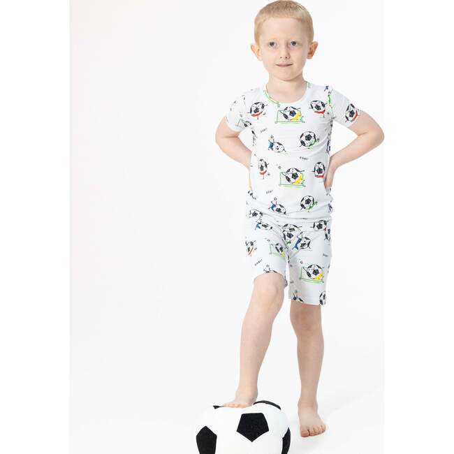 Soccer Balls Playing Soccer  Blue, Loungewear Short Set