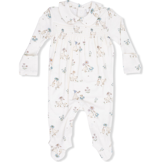 Flower Ducklings, Smocked Peter Pan Snap Footie