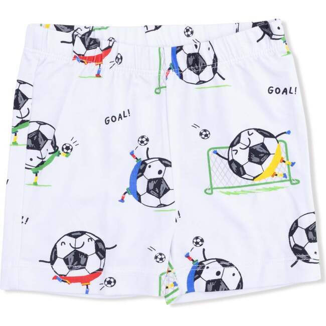 Soccer Balls Playing Soccer  Blue, Loungewear Short Set - Mixed Apparel Set - 3