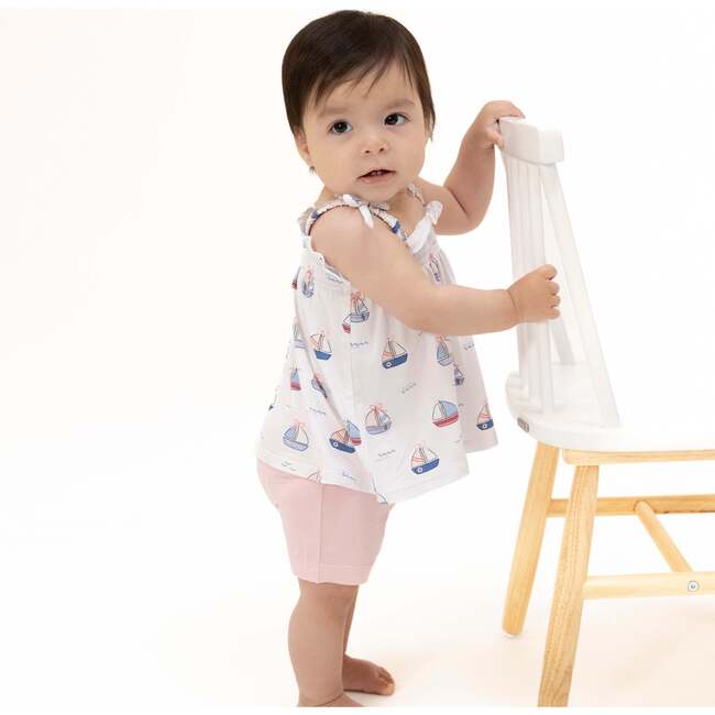 Bubbly Sailboats Pink, Smocked Top & Bike Short