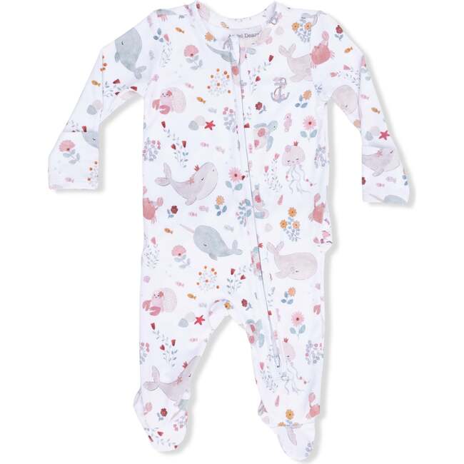 Garden Sea Creatures, 2 Way Ruffle Back Zipper Footie