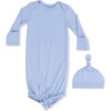Solid Blue Fog, Knotted Gown and Hat - Nightgowns - 1 - thumbnail